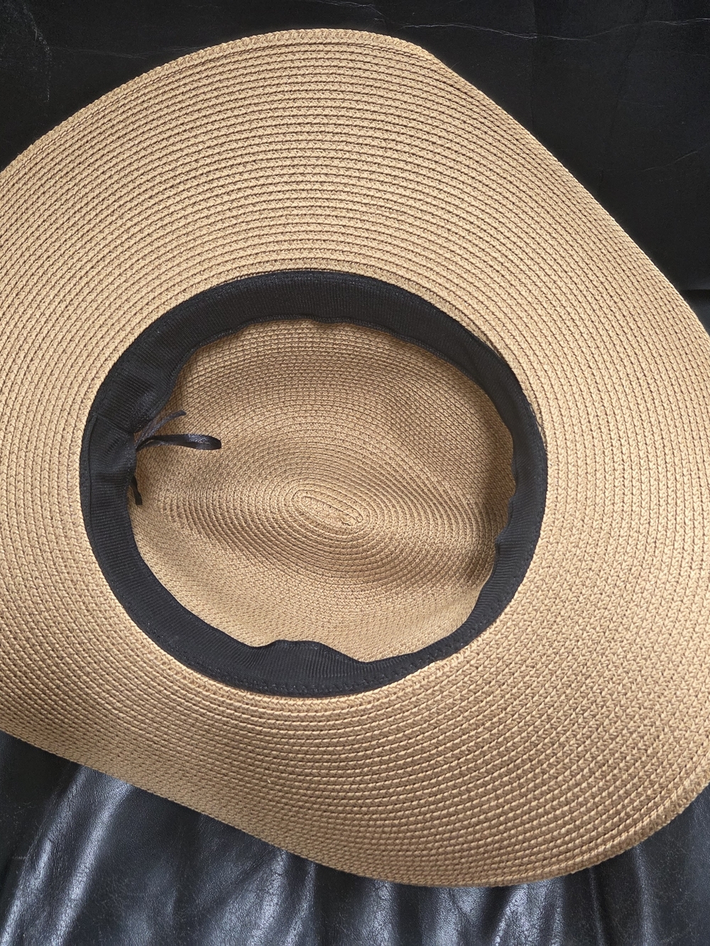 Wide Brim Straw Fedora Hat with Snake-Print Band - Tan - Picture 3 of 4